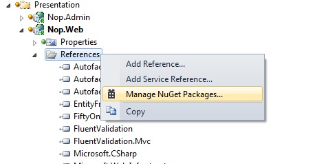Adding reference using NuGet